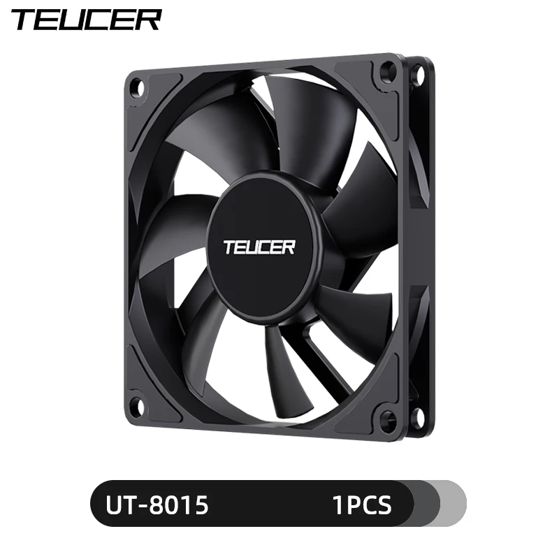 TEUCER UT-8015 12V 4Pin PWM 1200-3000RPM iTX PC Case Cooling Fan for CPU Radiator, Ultra-thin Quiet Design