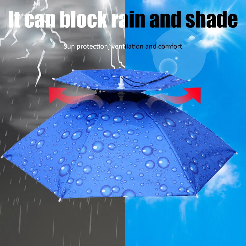 55/65/69/77/95cm Outdoor Fishing Caps Rain Umbrella Hat Foldable Fishing Sunshade Headwear Cap Waterproof Camping Beach Sun Hat sun hats,fisherman hat,umbrella hat,fishing hats,rain umbrella hat