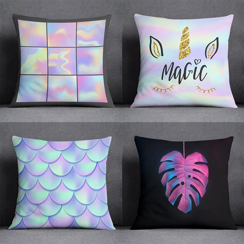 

45x45cm Psychedelic rainbow color decor pillowcase living room sofa Office seat cushion cover Room aesthetic bedroom home