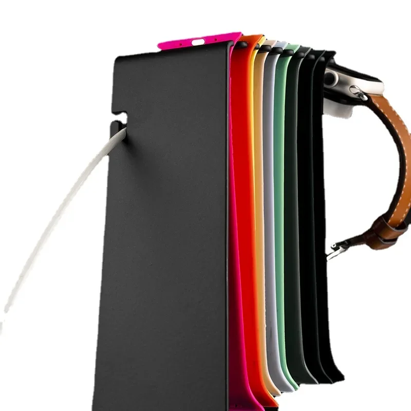 Premium Metal Apple Watch Stand with Storage Strap for Organization Smart Watch Charging Bracket Easy Replace Strap Space Saving