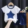 3 Month Boys Summer Children's Short Sleeve Set Pure Cotton Girls Summer Clothes Boy T Shirt Baby Baby Size 4 Boys Clothes 1