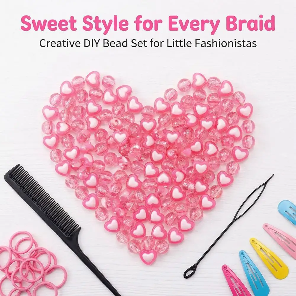 DIY Bunte Haarperlen-Sets Mehrfarbige Herzförmige Acryl-Dreadlock-Perlen Gemischte Formen Haaraccessoires Dreadlock-Zopf-Dekoration – Detail 5
