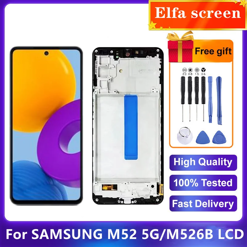

6.7"; AMOLED For Samsung Galaxy M52 5G M526 SM-M526B LCD Display Touch Screen Digitizer Assembly Replacement For Samsung M52 LCD
