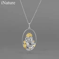 iNature 925 Sterling Silver Golden Retriever Dog Pendant Necklace For Women Cute Pet Animal Jewelry Accessories Gift