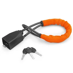 Universal Car Steering Wheel Lock - Heavy - Duty Anti - Theft Steel Cable Security Device (Orange)
