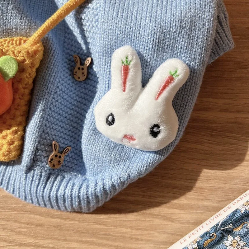 Blue Rabbit Pet Dog Clothes Pet Winter Warm Sweater Teddy Knitted Shirt Dog Two Legs Clothes Supplies XS-XL Puppy Coat
