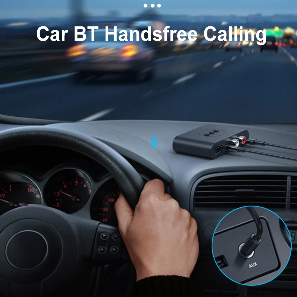 차량용 USB 스테레오 음악 무선 어댑터, 지지대 USB 플래시 드라이브 재생, NFC Bluetooth-Compatible5.2 이중 출력, 1 견인 2 개