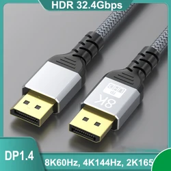 Ultra High - Speed DisplayPort Cable with HDR Support - 8K/60Hz & 4K/144Hz, Shielded for Optimal Video and Audio Quality, Multiple Lengths Available