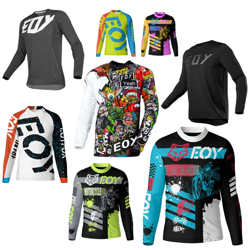 Cycling Jersey Motorcycle Off-road Quick Dry Breathable Moisture Wicking Long Sleeve MTB Shirt For Biking Riding Sport