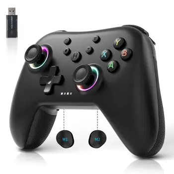 2.4G Wireless Bluetooth Controller for PC/Android/Switch/iOS/Steam Deck with Linear Motors, Hall Joysticks and RGB Light 1