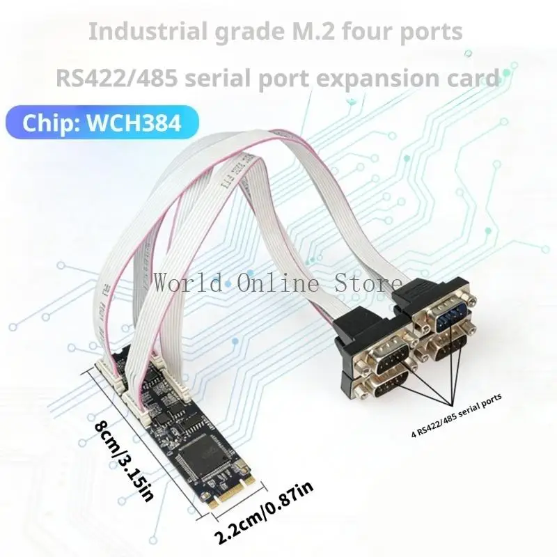 산업용 M.2 B+M 키 RS422 RS485 확장 카드 어댑터 WCH384 변환기 87HC