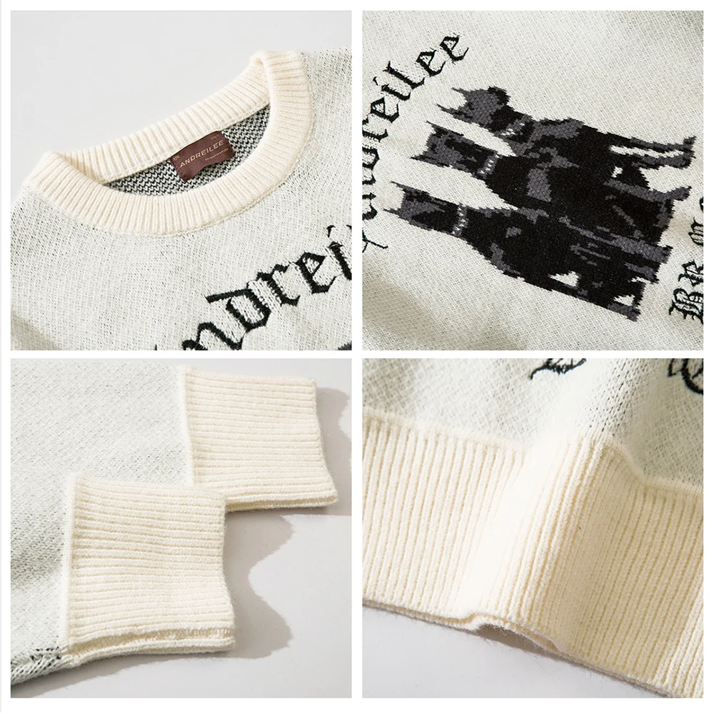 Aelfric Eden Vintage Sweater Y2K Streetwear Hip Hop Knitted Doberman Dog Sweaters Autumn Harajuku Fashion Retro Casual Sweaters