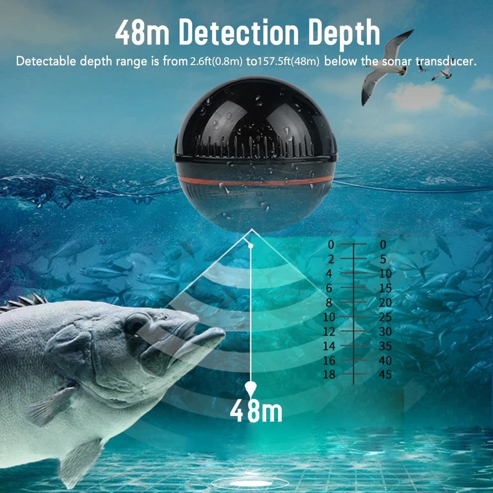 Smart Bt Fish Finder With App Portable Fish Detector Depth Finder Night