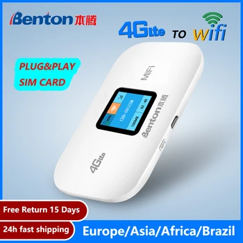 벤톤-4G Lte 휴대용 와이파이 라우터 유형 C 네트워크 나노 카드 무제한 무선 WPS 동글 Mifi 라우터, 잠금 해제 핫스팟 150Mbps