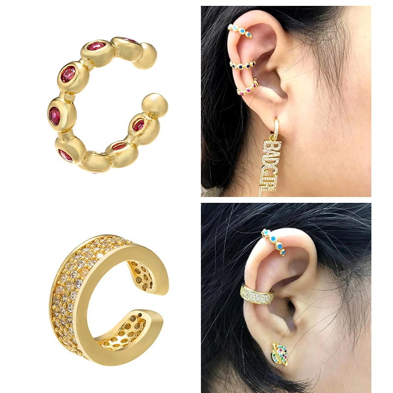 Ear Clip Earrings Non Pierced Earing Star Heart Rivet Rainbow CZ