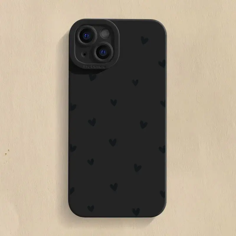 Black Love Heart Phone Case For iPhone 17 16 14 15 13 12 11 Pro Max X XR XS 7 8 15 16 Plus SE Shockproof Silicone Soft Cover - Image 9