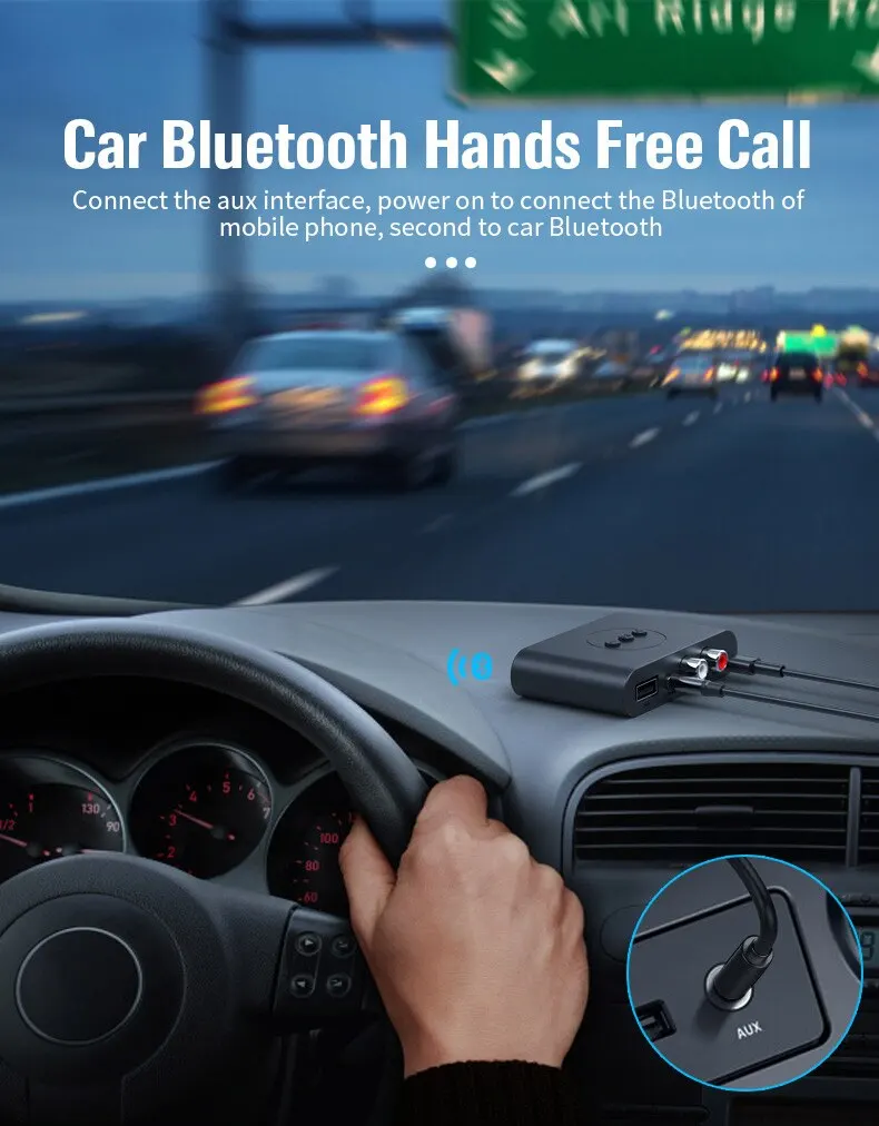 Bluetooth Audio Receiver Bluetooth 5.0 Audio Receiver NFC U Disk 3.5mm AUX RCA USB Stereo Music Wireless Adapter With Mic For Car Kit Speaker Amplifier