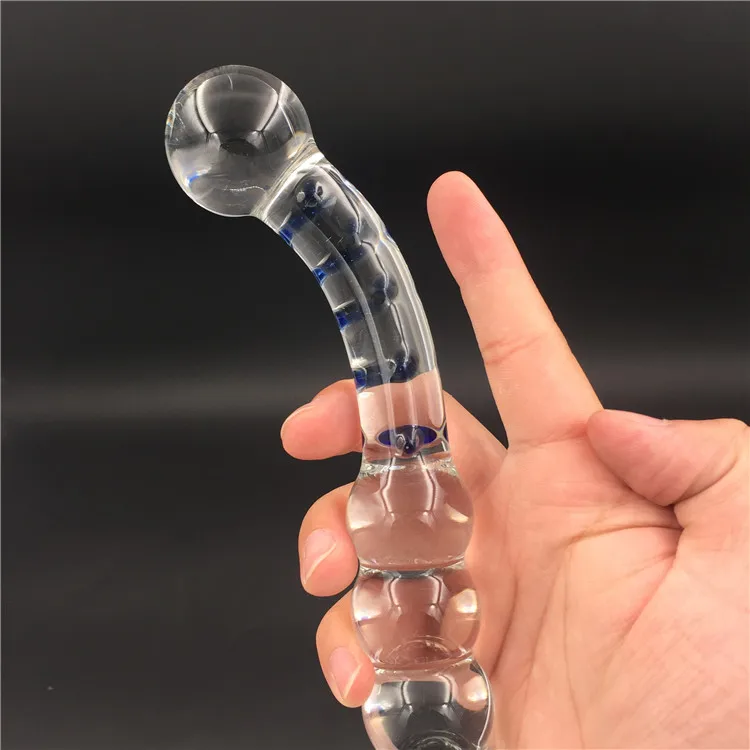 Dildo de cristal pyrex com esferas e butt plug anal para adultos_voghion.com