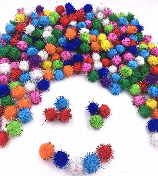 Colourful Environmental Assorted Color Arts Craft Pom Poms Girl Glitter Poms Sparkle Balls For DIY Decorations