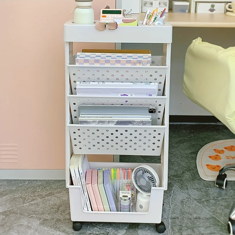 5-Tier Removable Magazine Newspaper Storage Rack, Book Storage Rack With Wheels, Tableside Bookshelf, Suitable For School, Class