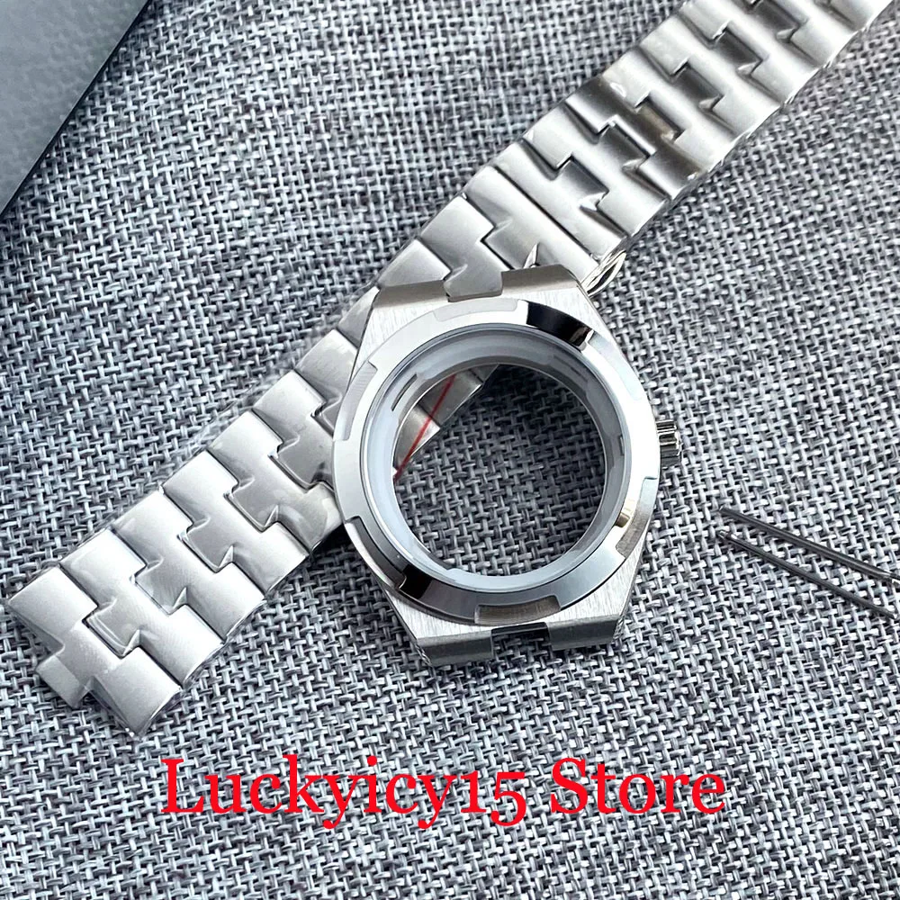 Enhanced Stainless Steel Watch Case with Sapphire Glass Back and Push-Pull Crown, 41MM