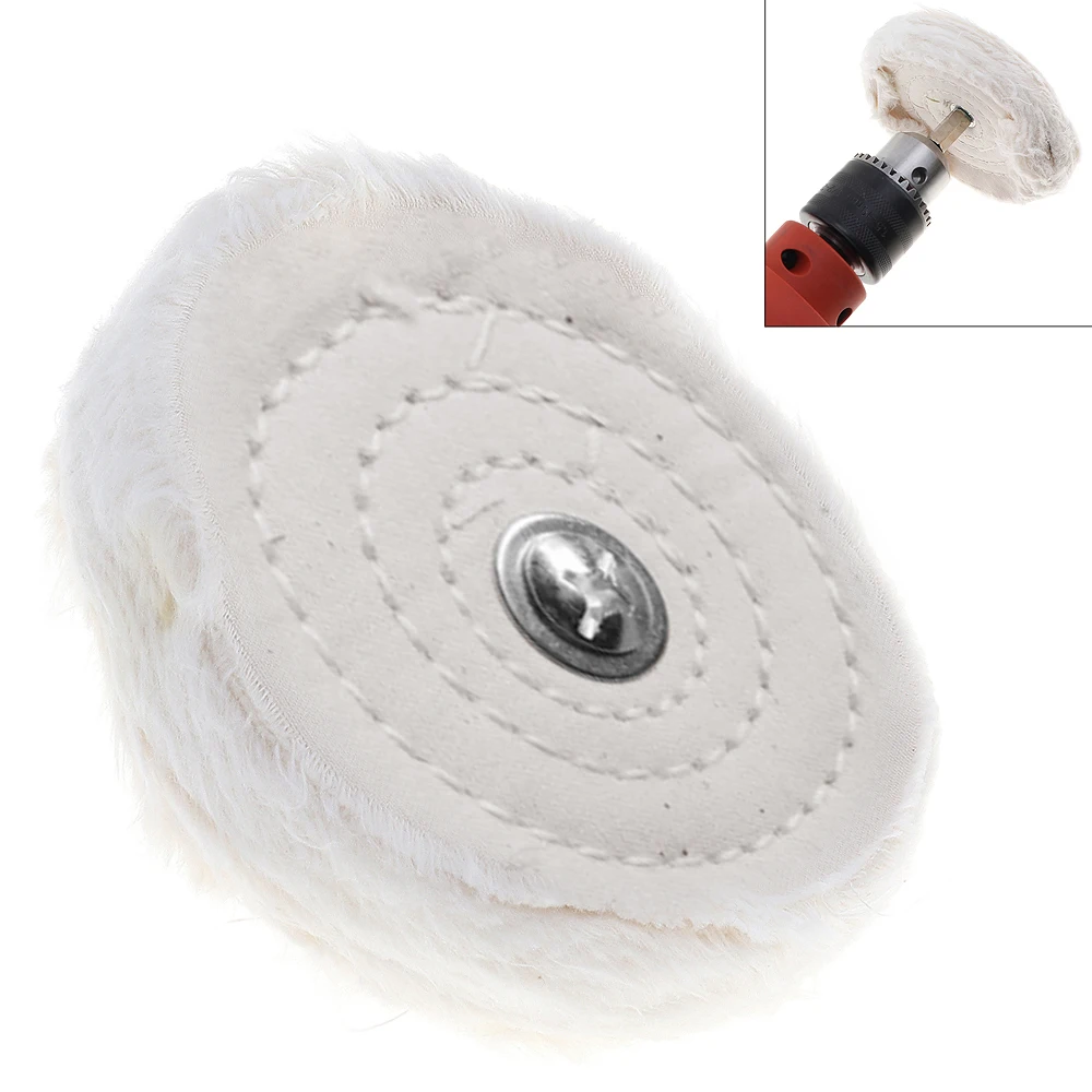 

4 Inch T-shaped White Cloth Polishing Wheel Mirror Polishing Buffer Cotton Pad 6mm Shank Diameter for Surface Polishing/Grinding