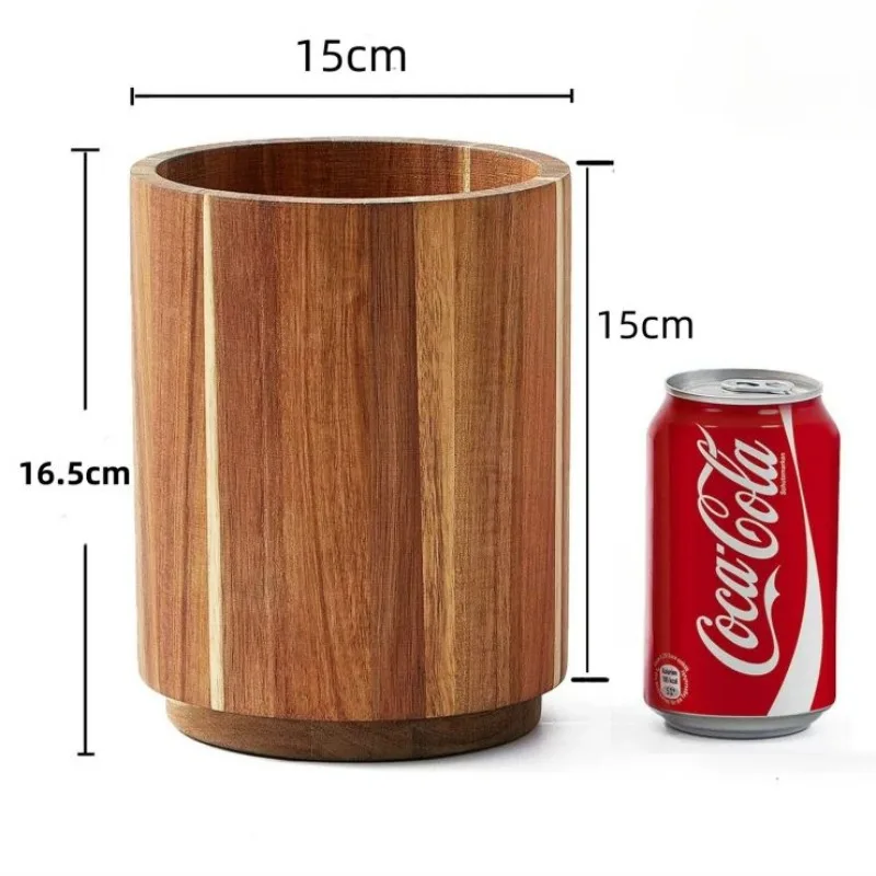 Acacia Wood Rotating Utensils Holder,Kitchen Countertop Organizer for Spoons,Forks,Knives,Cutlery Gadget Tools Storage Container 5