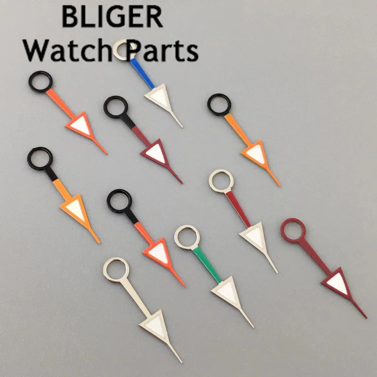 Silver Multicolor GMT Watch Hands with Green Luminous Features