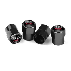 Elegant Metal Car Tire Valve Stem Caps - Set of 4 (Black Audi)