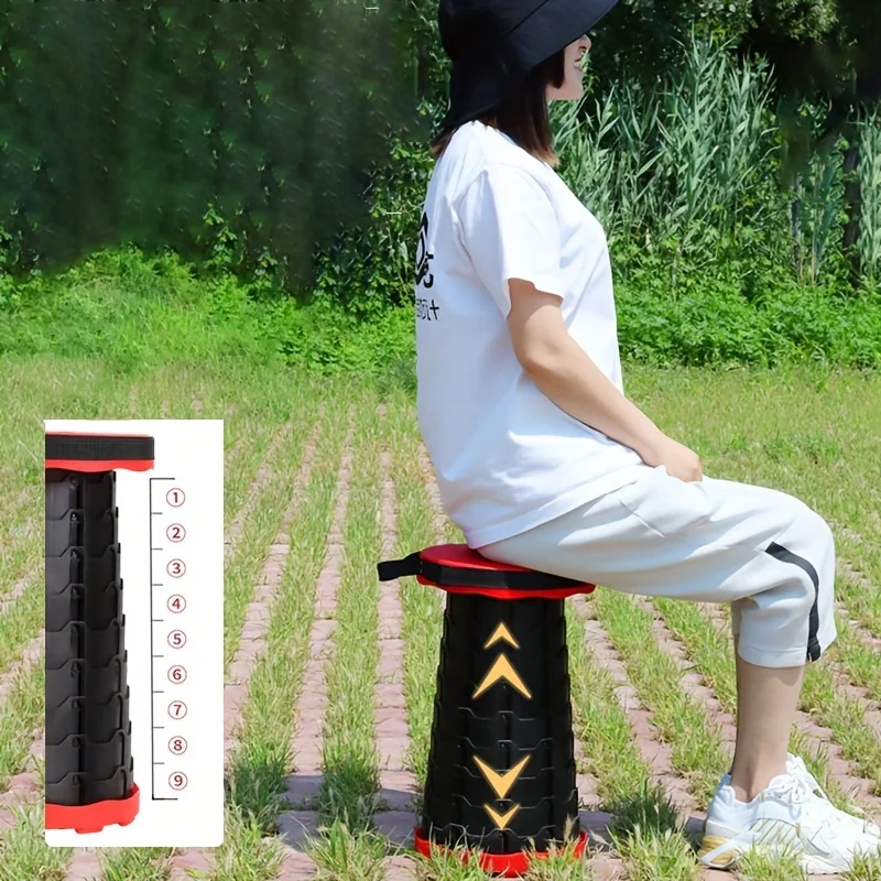 Folding Stool Plastic Travel Foldable Campstool Outdoor Portable Adjustable Seat Fishing Picnic Chairs