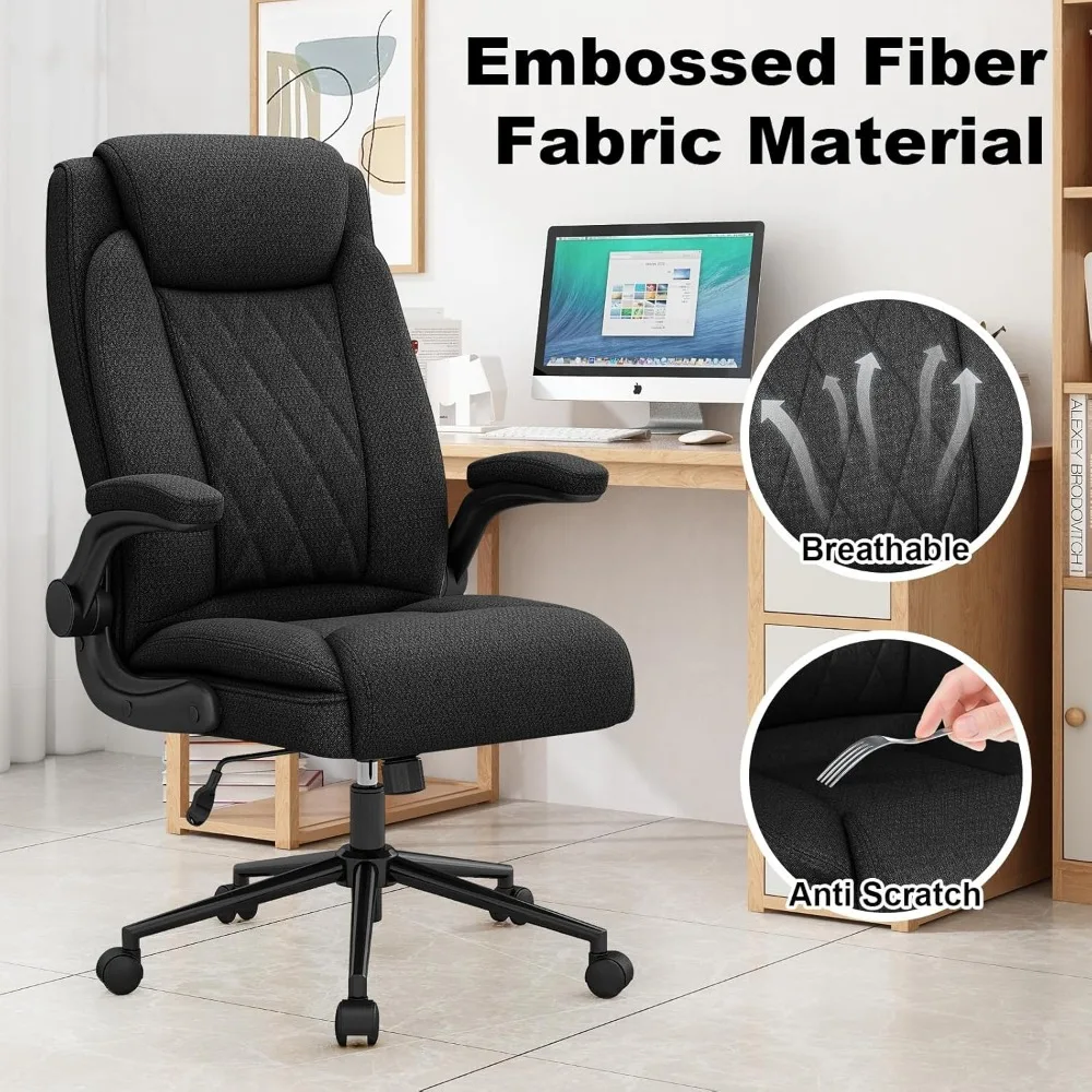 Big and Tall Fabric Office Chair -500 lb Heavy Duty Office Chair for Big Man, High Back Executive Office Desk Chair with 120° Ti 4