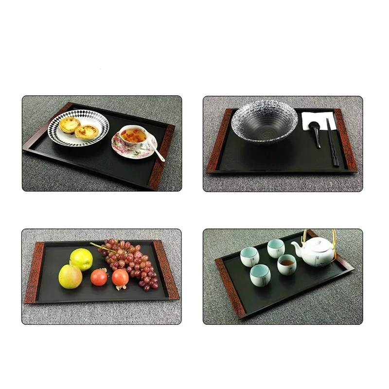 Rectangular Tray Plastic Japanese Creative Wood Grain Non-slip Pallet Household Kitchen Supplies Hotel Service Tray Tableware storage tray wooden serving tray kitchen tray bamboo organizer tray drink tray