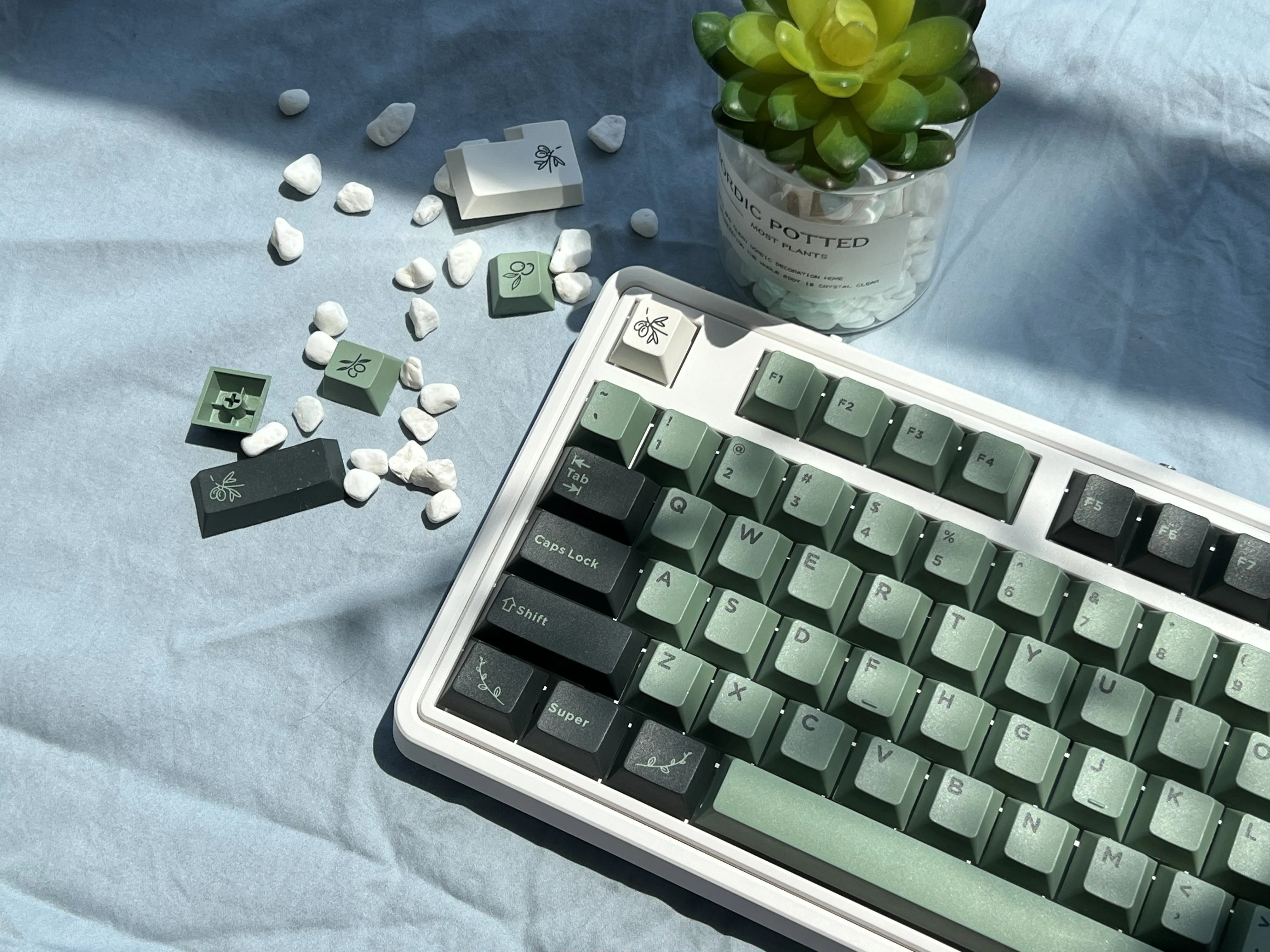 Pbt Olive Keycap Conjunto para Teclado Mecânico Sublimação Altura de Fábrica Original Teclas mx Personalizadas 170 Teclas 64 84 87 98 104 - Imagem 3