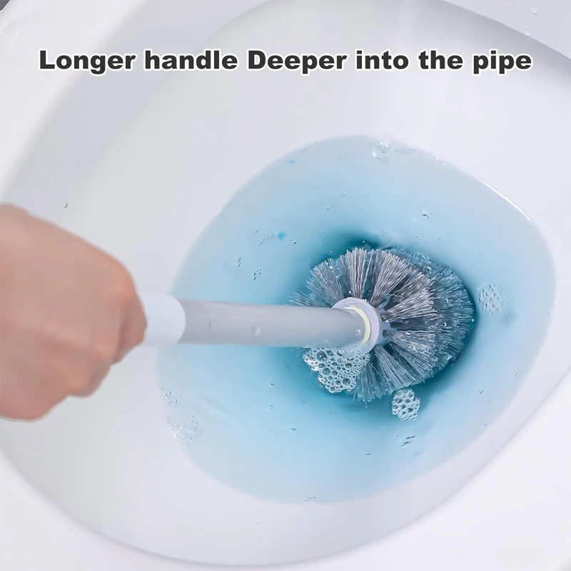 Toilet Brush Set Punch-Free Wall Mounted Toilet Brush With Drainable Base Long Handle Plastic Bathroom Accessories