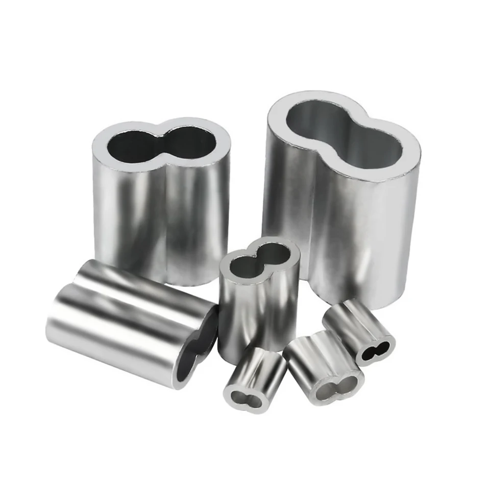 Loop Cord Sipery Aluminum Crimping Loop Sleeve 1/8 Inch Wire Rope 10mm Cable Crimping Sleeves Pack