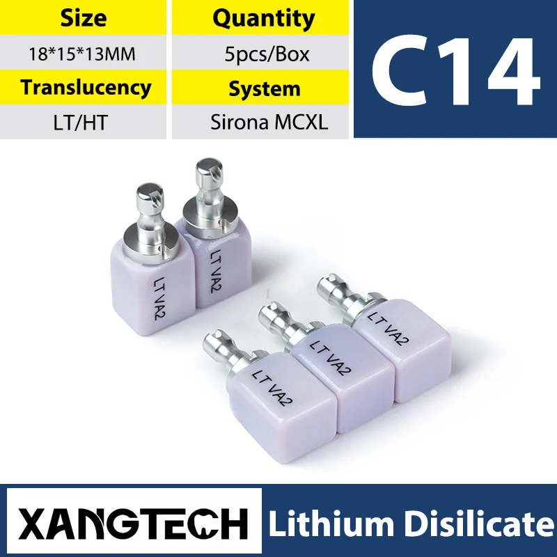 Xangtech Emax Cad C14 18*13*15 Mm 5 Pezzi Cubi In Ceramica Di Vetro Dentale Cad/Cam Blocchi Di Disilicato Al Litio Per Sirona Mcxl Cad Cam
