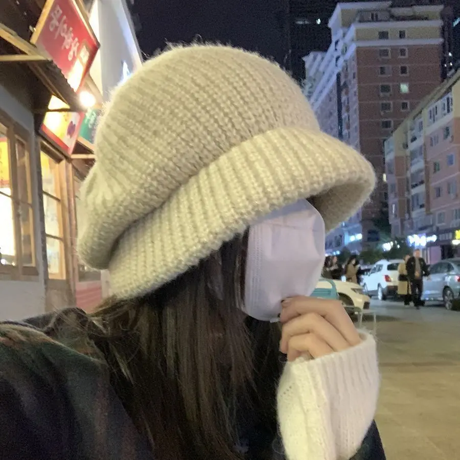 Large Size Autumn Winter Hats for Women Solid Plain Octagonal Newsboy Cap Men Ladies Casual Knitted Beret Women Painter Caps