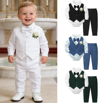 Baby Boy Baptism Outfit Infant First Easter Church Christening Suit Set Toddler Formal Wedding Birthday Party Gift Clothes 1