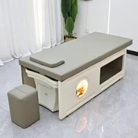 Lit de lavage moderne haut de gamme avec espace de rangement et repose-pieds, lit de lavage ergonomique pour salon de spa, équipé d'un bac à shampoing 4