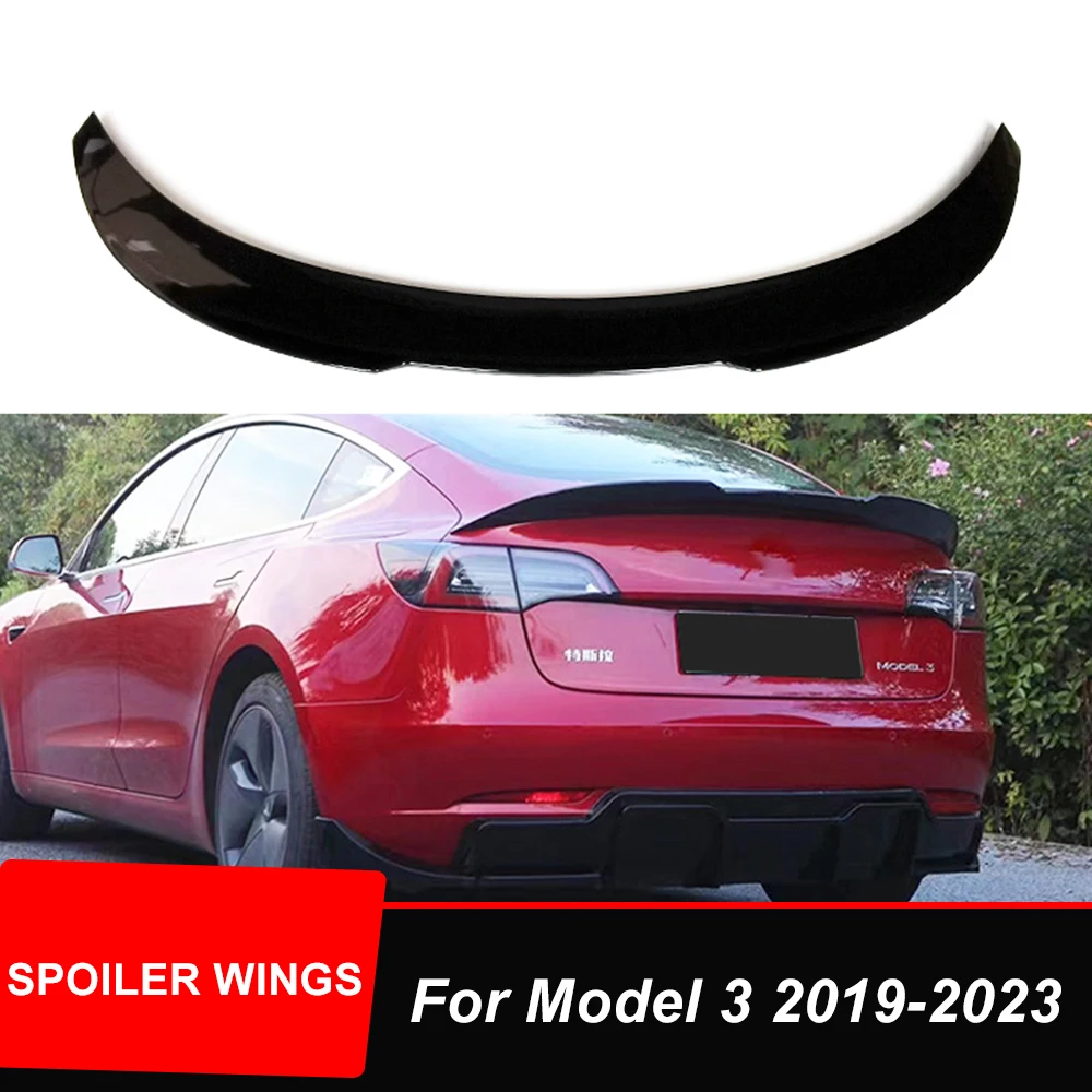 

For Tesla Model 3 2019-2023 Car Rear Trunk Lid Lip Body Kit Spoiler Wings PSM Style Black CarbonTuning Exterior Accessories