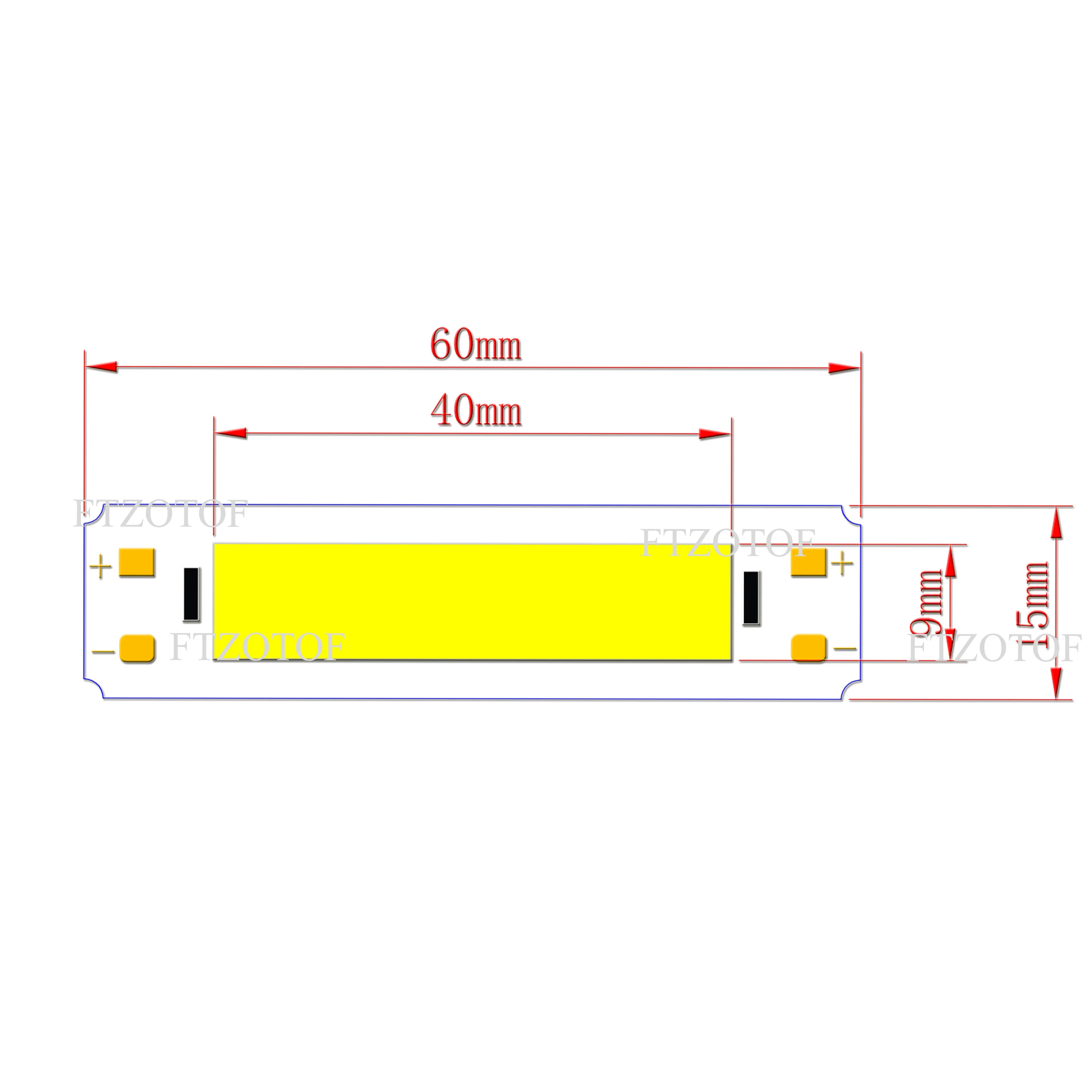 FTZOTOF USB LED Lights Portable 5V Dc 60*15mm 2W COB Lighting Source Chip Onboard Warm Color Cool White Lamp For Draw Work Bulb