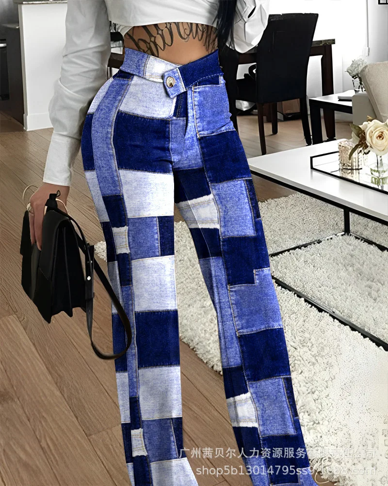 

Женские офисные брюки с асимметричным поясом, элегантные полосатые вельветовые брюки с принтом, Осень-зима 2024