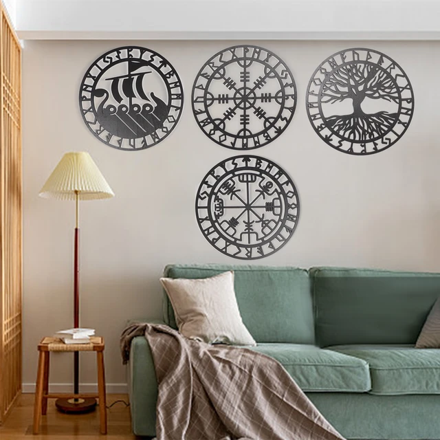 Viking Wall Decor Helm of Awe Wooden Wall Art Home Living Room