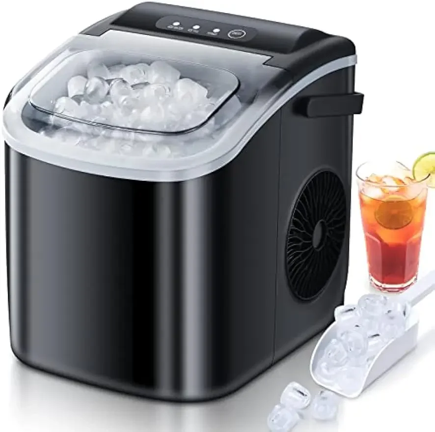 

Countertop ice maker 6 min 9 bullet ice, 26.5 LBS /24 hours, portable ice maker with self-cleaning, for homekitchen/office/party