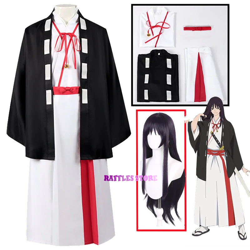

Aza Toma Cosplay Anime Hell's Paradise Jigokuraku Costume Kimono Cloak Samurai Yamada Cosplay Wig