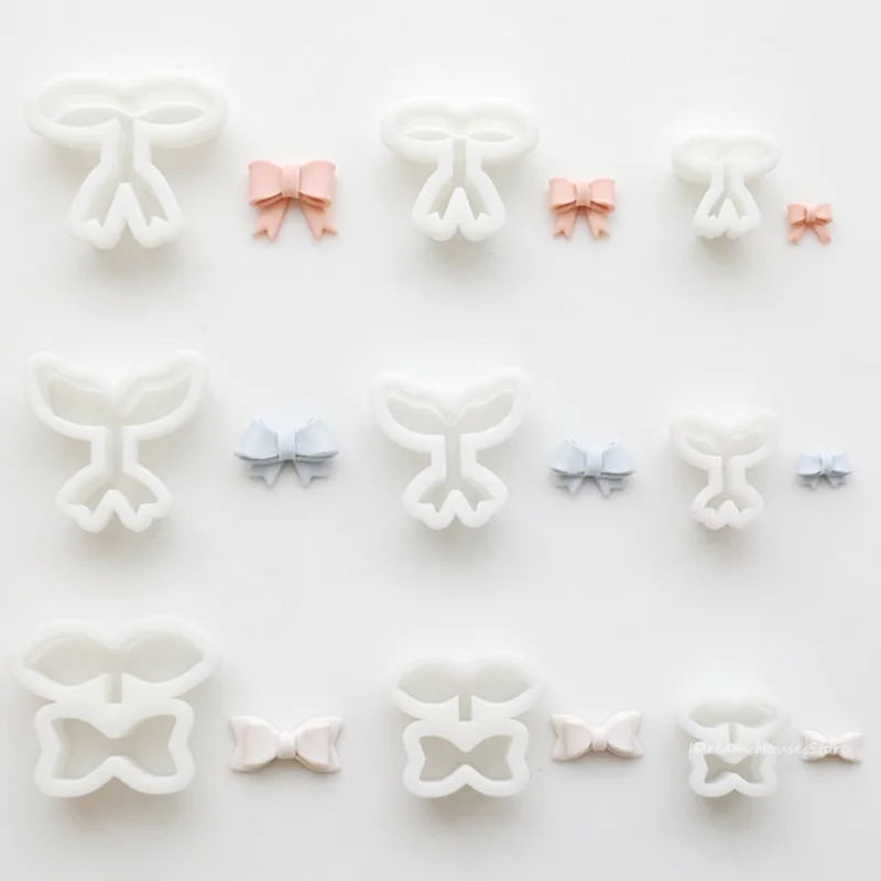 Bowknot Integrated Molding Polymer Clay Mold Mini Bows Soft Pottery Earrings Jewelry Making Cutting Dies DIY Handmade Decoration silicone mold polymer clay cutter pottery clay tools
