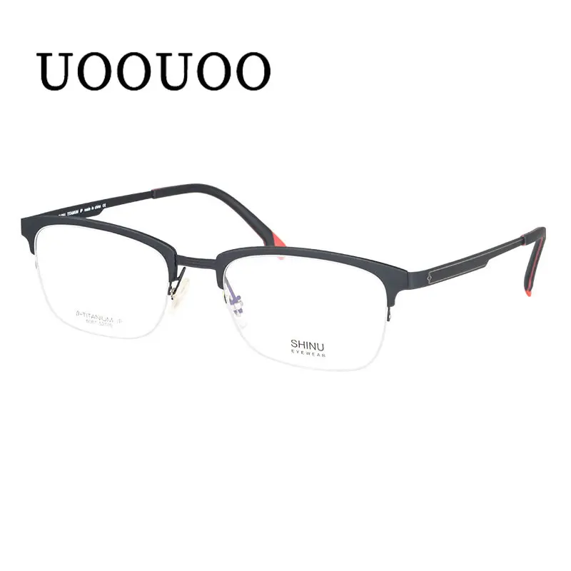 

SHINU Men's glasses pure titanium glasses frame men half frame titanium eyeglasses top quality prescription glasses only custom