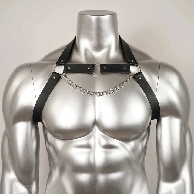 PU Leather Chest Harness for Men, Adjustable Suspenders, Bondage Body Harness, Gothic Clothing Accessories, Fashion S5ab7893254a3420fb1399607026814410