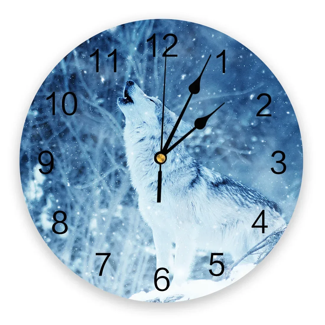 Round Wolf & Moon Acrylic Wall Clock Color:LXM04115;Sheet Size:10inch(25CM)