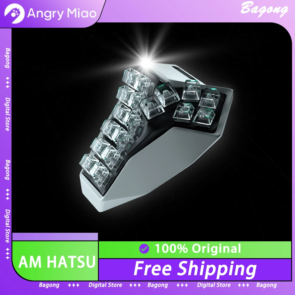 

Angry Miao Cyberboard Am Hatsu Split Mechanical Keyboard Hotswap Ergonomics Wireless Charging Custom Rgb Backlit Keyboard For Pc